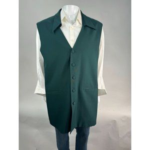 Giorgio B Tunic Vest With Collar Size 48 Green Polyester Fabric Covered Buttons